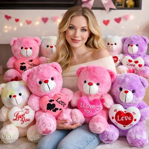 Custom Teddy Bear Plush Toy With Heart I Love You Stuffed Animal OEM Logo Valentine's Day Gift