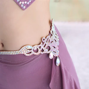 Jh530 Festival Carnival Costumes Accessories Samba Belly Dance Crystal Jewelry Shiny Rhinestone Tassel Pendant Waist Chain