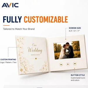 Custom Printing OEM Wedding Video Greeting Card Video Brochure Video Book Video Box Video Display Stand Invitation Gift