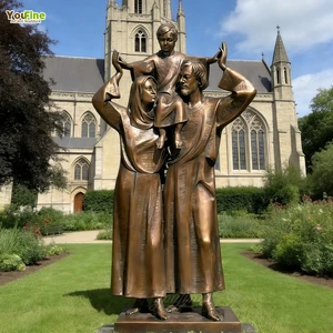 YOUFINE Life Size Antique Religious Church Decor Bronze Holy Family Statues With Baby Jesus For Sale