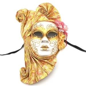 Women's Full Face Mask Red Color Glittered Plastic Elegant Venetian Carnival Costume Cheap Party Decoration