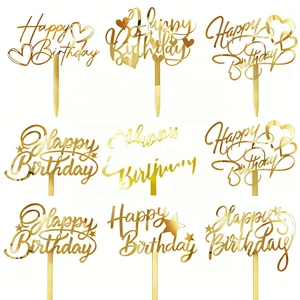 Happy Birthday Acrylic Cake Topper Star Birthday Decorations for Kids or Adults Birthday Party Supplies