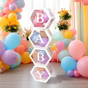 Customizable Hexagon Adult Balloon Boxes with Letters Durable Paper Hot Selling for Birthday Wedding Decor
