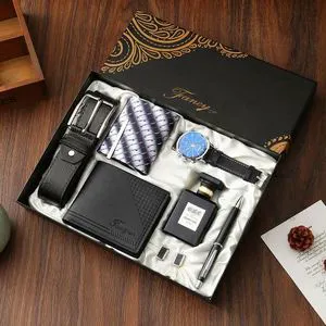 Promotional Wholesale Business Sets Male Wallet Belt and Watch Gift Box Set for Father's Day