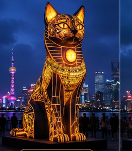 2026 Giant Illuminated Egyptian Bastet Cat Inflatable LED Lighted Waterproof Durable Plug-Powered Party Events Festivals