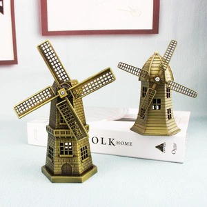 Antique Vintage Metal Dutch Windmill Hot Sale Home Decor Souvenir Antique Style Printing Holland Logo Metal Crafts Painting