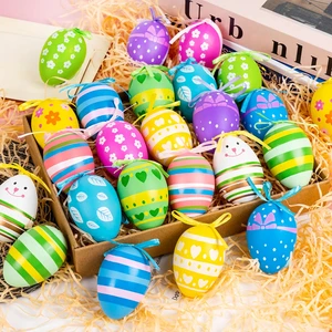 632569 24 Pieces Per Pack Colorful Plastic Easter Eggs: Vibrant Hanging Decorations and Fillable Easter Egg Hunt Kit