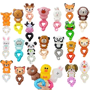 Cute Wrist Balloon for Birthday Party Decoration Rabbit Bear Cartoon Animal Balloon Pink Children's Toys Baby Shower
