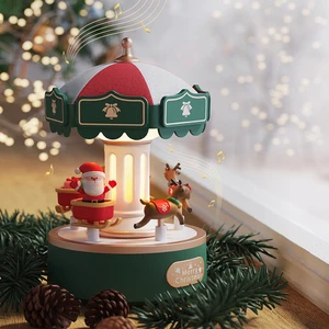 Carousel Christmas Gift Party Decor Beside Decoration Music Box Sleep Companion Children's Night Light