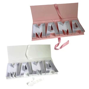 MAMA Letter Luxury Gift Box for Mother's Day Graduation Wedding Personalized Eco-Friendly Pink/White Festive Gift Packaging