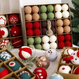 Luxury High Quality Handmade Felt Wool Circle Christmas Tree Hanging Ornaments Balls Xmas Decoration Pendant Full Color