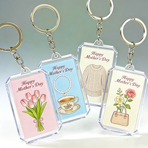 Mother's Day Gift Custom Eco-Friendly Acrylic Keychain with UV Printed Kids' Photo & Wishes. Heartwarming Surprise for Mom.