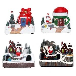New Products Multiple Christmas Rotating Resin Luminous Music Box Decorations Christmas Gifts