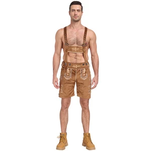 Men's Adult German Oktoberfest Costume Men's Suspender Pants for Halloween and Beer Festival Carnival Polyester