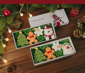 Custom Creative Soy Wax Santa Claus Candle Christmas Tree Shaped 4-Pack Holiday Gift Set for Bars for Easter