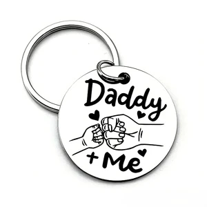 2026 New Creative Father's Day Gift Keychain Cartoon Stainless Steel Letter Keychain