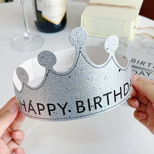 Party Decorations Happy Birthday Hats Unisex Crown Paper Hats for Adults and Children
