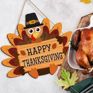 Vietnam Thanksgiving Wood Door Plate Fall Harvest Farmhouse Wall Hanging Sign Turkey Front Porch Appreciation Wooden Sign