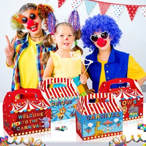 CARNIVAL Circus Elephant Lion Giraffe Carnival Party Candy Box Gift Box Tote Paper Box Set