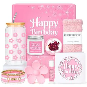 Promotional Happy Birthday Gift Set for Women Mother Sister Tumbler Scented Candle Gift Card Gift Box for Women