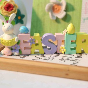 Customizable New Easter Decoration Resin Cute Bunny Hug Letters HAPPY EAST Easter Holiday Decoration Ornaments Gifts