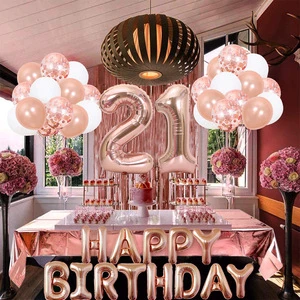 Latex Rain Curtain & Paper Confetti Birthday Balloon Set 18 30 40 50 Years Old Birthday Party Decoration