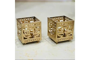 Top Selling High Quality Modern Gold-Plated Customizable Metal Irregular Tray Home Decor Diwali Decorations Votive Diya Holder