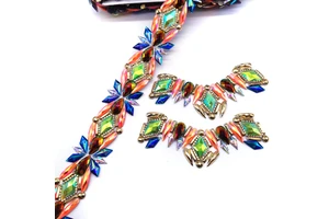 2026 Miami Carnival Costumes Jewelry Colorful Resin Appliques Iron-On Motif Rhinestone Trimming for Dress Making