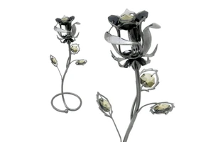 Crystocraft Enchanted Valentine's Day Gift: Eternal Black Flower Brilliant Cut Crystals for Her