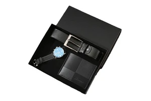 Men's Eco-friendly Exquisite Gift Set for Father's Day Leather Belt Wallet Watch Modern Simple Business Fashion Welcome Gifts