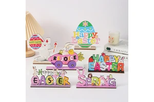 Easter Table Decorations Festive Atmosphere Ornaments - Easter Bunny Desktop Decor Wooden Crafts