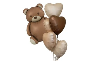 Cartoon Bear Foil Balloon Set Children's Birthday Party Decoration Valentine's Day Background Globos Matte Heart Helium Balloon