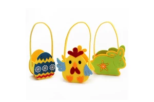 Wholesale Eco-Friendly Children's Craft Kit Handmade Chicken-Shaped Easter Egg Basket Durable Felt Fabric Recyclable