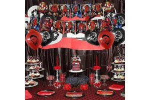 Adults Birthday Party Supplies Thriller Killer Role Theme Birthday 100 Pcs Horror Movie Party Decorations Set
