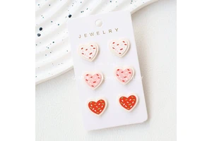 Factory Wholesale Valentine's Day Sweet Heart Cookie Earring Set Cute Acrylic Jewelry Romantic Hot Selling for Women