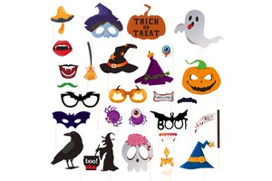 Ychon Halloween Party Decoration Supplies Pumpkin Bat Ghost Holding Bamboo Sticker Card Photography Props Wholesale