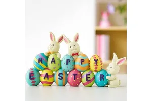 Custom Resin Rabbits Bunny & Egg Tabletop Figuring Spring Easter Statue Home and Office Decor