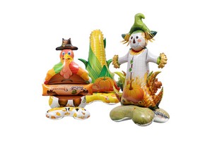 Thanksgiving Party Layout Photo Background 4D Three-dimensional Standing Scarecrow Turkey Large Balloon