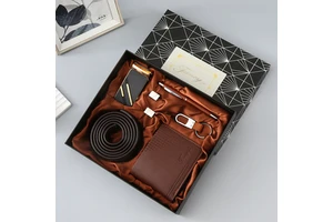 Leather Business Gift Set Belt Wallet Modern Simple for Christmas Valentine's Day Father's Day Men