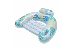Inflatable Pool Float Chair Adult Portable Blow Up Pool Float Lounger With Cup Holders