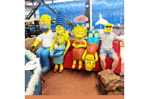Realistic Cartoon Character Customized Life Size Cartoon Figure Animatronic Fiberglass Bench Seat For Shop Mall Decoration