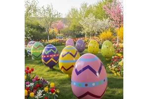 Fiberglass Easter Bunny Egg Large Giant Durable Waterproof UV-Resistant Outdoor Hotel Decoration for Spring Easter Holiday Props