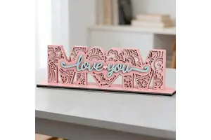 Mother's Day MOM Three-dimensional Desktop Ornament I Love You Heart-shaped Holiday Gift for Mom