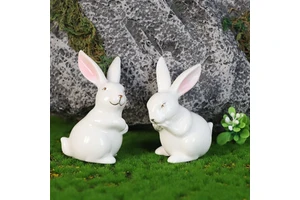Vintage Easter Day Item Products Decor Small White Novelty Porcelain Bunny Rabbit Figurines Designs Decorations Ideas for Sale