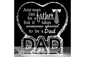 Personalized Father's Day Gifts Engraved Crystal Blanks Love Shape Glass Photo Frame for Dad Birthday Gifts