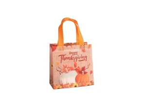 Thanksgiving Gift Bags with Handles, Non-Woven Reusable Shopping Totes for Party Favors, Fall Pumpkin and Turkey Design