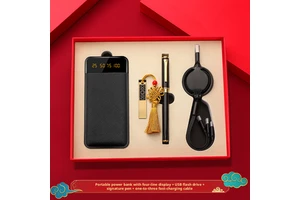 Customizable Logo Father's Day Special Gift Set With Power Bank Pen and Cable for Dad Husband Executive Gift