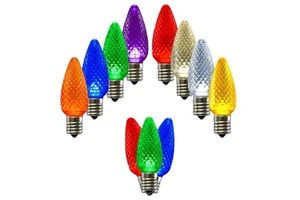 LED C9 Replacement Bulb Outdoor Christmas Decoration IP68 110V White RGB Warm White Pink Green Red Blue Purple String Style