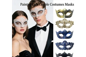 Hot Selling Party Bar Masquerade Half Face Couple Mask Eye Cover Painted Thickened Lace Mask for Men and Women