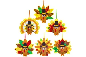Thanksgiving Turkey Ornaments Decorations 3D Foam Stickers Craft Kit With Pompom Googly Eyes Fall Arts and Crafts